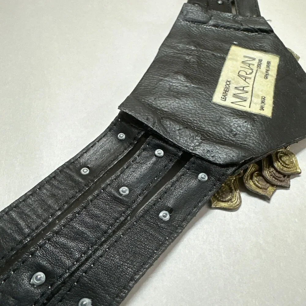 Nina Arjani Vintage Leatherock Glam Costume Statement Belt Womens Boho